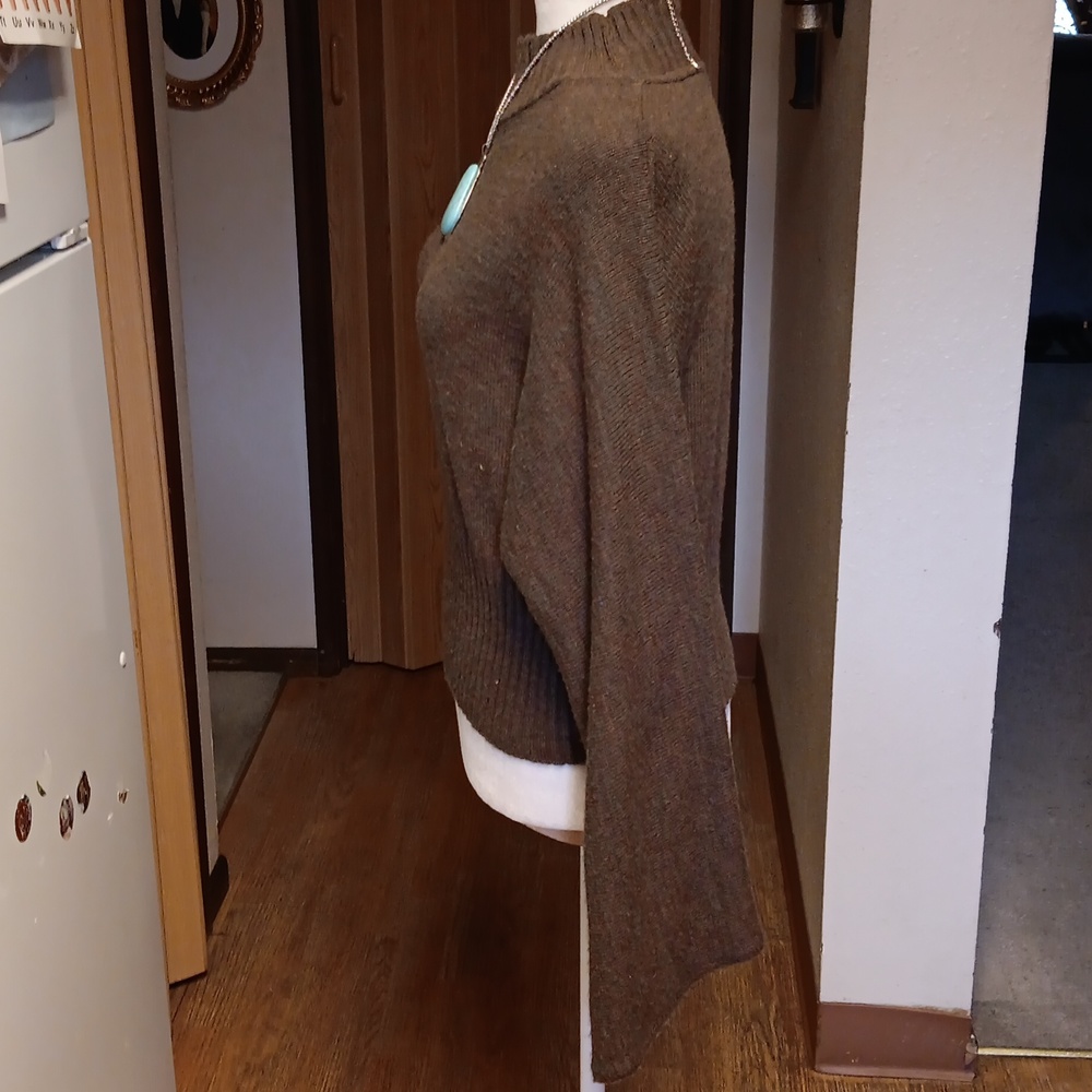 Brown Cropped Multi Colored Sweater - image 5